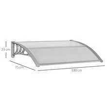 Pensilina Tettoia da Esterno 100x75cm in Policarbonato per Balcone Porte e Finestre Resistente ai Raggi UV, Argento - Tagli Unica - Visualizzare 4