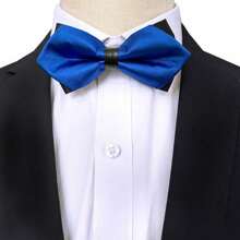 1件男士图案领结，商务正式晚宴领结，英伦风时尚百搭西装花朵翻领别针，高端格子波点黑色底三角形领结，优雅 - 彩色 - 查看 12