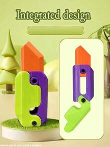 3D Gravity Knife Viral Carrot Knife Stress Relief Toy, Foldable Glow-In-The-Dark Fidget Toy (Random Style And Color) - Multicolor - View 3