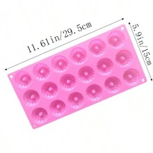 1pc 18-Cavity Mini Savarin Mold, Non-Stick Gugelhupf Cake Pan, Swirl Shape - Pink - View 2