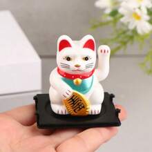 Con mèo may mắn Ô tô/xe hơi Trang trí Đồ chơi Vật trang trí May mắn Sản phẩm Nhựa Thủ công mỹ nghệ Con mèo may mắn Vẫy Tay Mèo Mini Bức tượng nhỏ - trắng - Xem 1