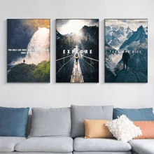 3入組北歐風景啟發畫布印花壁掛鼓勵海報現代裝飾名言報告,無框