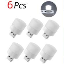 6/10pcs Mini USB Warm White Light Bedside Lamp, Eye-Caring Reading Light, USB Plug For Computer & Phone Charging, LED Night Light - White - View 10