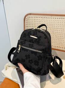1pc Graffiti Ditsy Floral Print Mini Backpack,Suitable For Women's Daily Outfits,Tready Backpack,Bag For School,Bag School,School Bag,Portable,Laptop Compartment,Large Capacity,For Teen Girls Women College Students,College,Middle School,High School,Outdoors,Travel,Outings,Elementary School,Office
