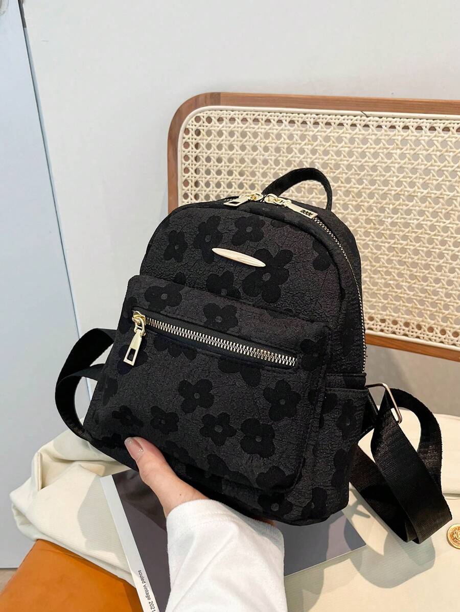 1pc Graffiti Ditsy Floral Print Mini Backpack,Suitable For Women's Daily Outfits,Tready Backpack,Bag For School,Bag School,School Bag,Portable,Laptop Compartment,Large Capacity,For Teen Girls Women College Students,College,Middle School,High School,Outdoors,Travel,Outings,Elementary School,Office