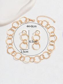 Juego De Joyas De Lujo Con Collar De Cadena De Tono Dorado Gótico Punk Y2k Y 1 Par De Pendientes Metálicos Brillantes Para Fiesta O Reunión De Año Nuevo De Mujeres