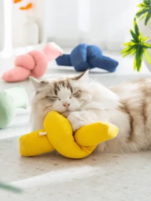 寵物貓糖果造型繩扭毛絨玩具,貓咪玩具,耐用且防刮擦,適合英國短毛貓,滿足寵物貓的娛樂需求 - 黃色 - 查看 1