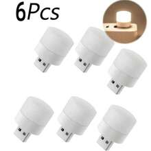 6/10pcs Mini USB Warm White Light Bedside Lamp, Eye-Caring Reading Light, USB Plug For Computer & Phone Charging, LED Night Light - White - View 11