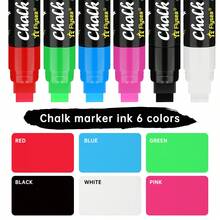 1pc Liquid Chalk Paint Marker, 15mm Chisel Tip, Suitable For Window, Car, Glass, And School Use - Including 45 Chalkboard Labels - Bright Neon Color - Red - View 8