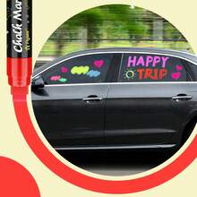 1pc Liquid Chalk Paint Marker, 15mm Chisel Tip, Suitable For Window, Car, Glass, And School Use - Including 45 Chalkboard Labels - Bright Neon Color - Red - View 7