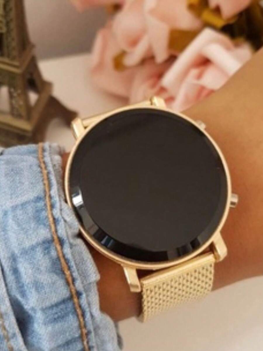 Women's Round Rose Gold LED Digital Watch - Vàng - Xem 1
