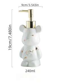 1pc Asymmetrical Ceramic Lotion Bottle, Glaze Teddy Bear Shape Liquid Soap Dispenser, Nordic Style Sanitizer Pump Bottle, Suitable For Home Bathroom, Gift For Friends Home Bathroom Decor Fall Decor Back To School - A white bear lotion bottle - View 2