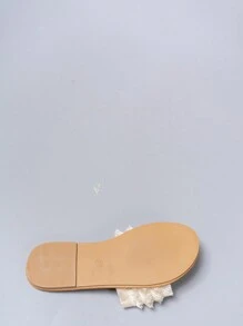 時尚女士戶外平底毛絨雲拖鞋 - 米色 - 查看 6