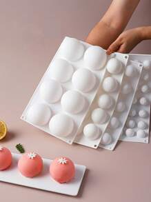 1pc 3D Ball Shape Silicone Mold For Baking Non-Stick Easy Release White Sphere Baking Mold For Mousse Cake Fondant Sugarcraft Dessert Pastry Tools