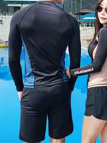 Conjunto de traje de neopreno para surf para hombres, adecuado para deportes al aire libre - Negro - Ver 2