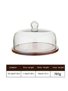 1 件装相思木蛋糕架，带透明玻璃圆顶盖，多功能蛋糕架、餐盘、蔬菜架、零食水果展示架，适用于家庭生日派对婚礼、桌面装饰圣诞礼物