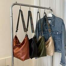 Bolso Grande Retro De Color Sólido De Gran Capacidad, Bolso De Mujer Para Llevar Al Trabajo, Con Textura Suave Para El Hombro - Blanco - Ver 3