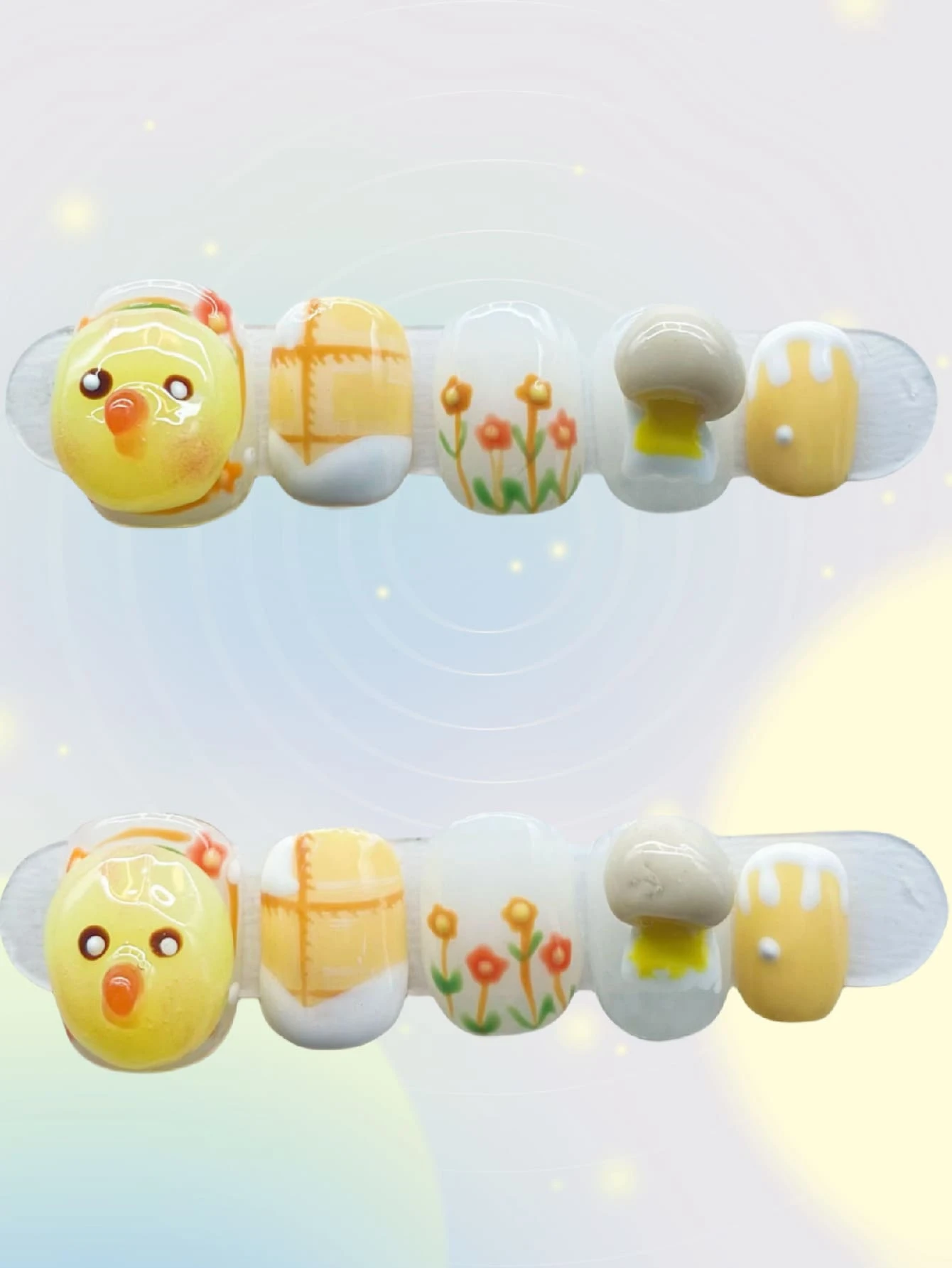 Eleve seu estilo com 10 peças de unhas postiças artesanais, adesivos para unhas postiças, decoração com strass, borboleta branca francesa, olho curto de gato 3D, criativo, engraçado, cômico, flor floral, fofo, moderno, japonês, unhas postiças, suprimentos para unhas - Verde - Ver 1