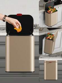 2.1加侖/8l帶有蓋子和內刷的廚房堆肥桶,帶有可拆卸內刷的不鏽鋼掛式垃圾桶 - 香檳色 - 查看 3