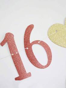 1Set,Happy Sweet 16 Glitter Banner, 16th Birthday Party Sign, Sweet Sixteen Party Supplies - Multicolor - View 5