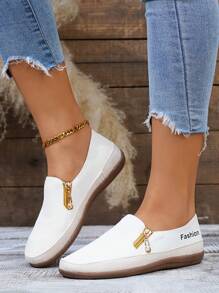 2024 Spring New Arrival European And American Style Slip-On Women's Fashion Zipper Casual Sneakers