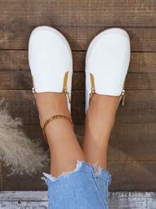 2024 Spring New Arrival European And American Style Slip-On Women's Fashion Zipper Casual Sneakers