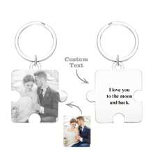 1pc Custom Puzzle Picture Keychain Personalized Text Keychain Customized Picture Keychain Doubled Sided Picture And Text Keychain - 4*4.4cm 1st Anniversary Boyfriend Gift Girlfriend Gift Idea Custom Keychain Unique Gift For Her Ideal For Valentine's Day, Mother's Day, Father's Day, Christmas, Birthdays, Or Anniversaries, Best Gift For Mom, Dad, Wife, Husband, Girlfriend, Boyfriend, Grandpa, Stepfather