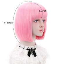 4件套短髮cosplay燕尾服假髮、眼鏡、髮網,直髮合成纖維女性自然外觀聖誕派對瀏海服裝假髮 - 彩色 - 查看 7