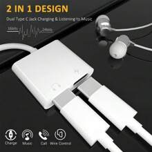 1 pieza Adaptador de auriculares White 2 en 1 con doble Tipo-C y divisor USB-C con conector Aux para carga, compatible con Huawei Samsung Xiaomi