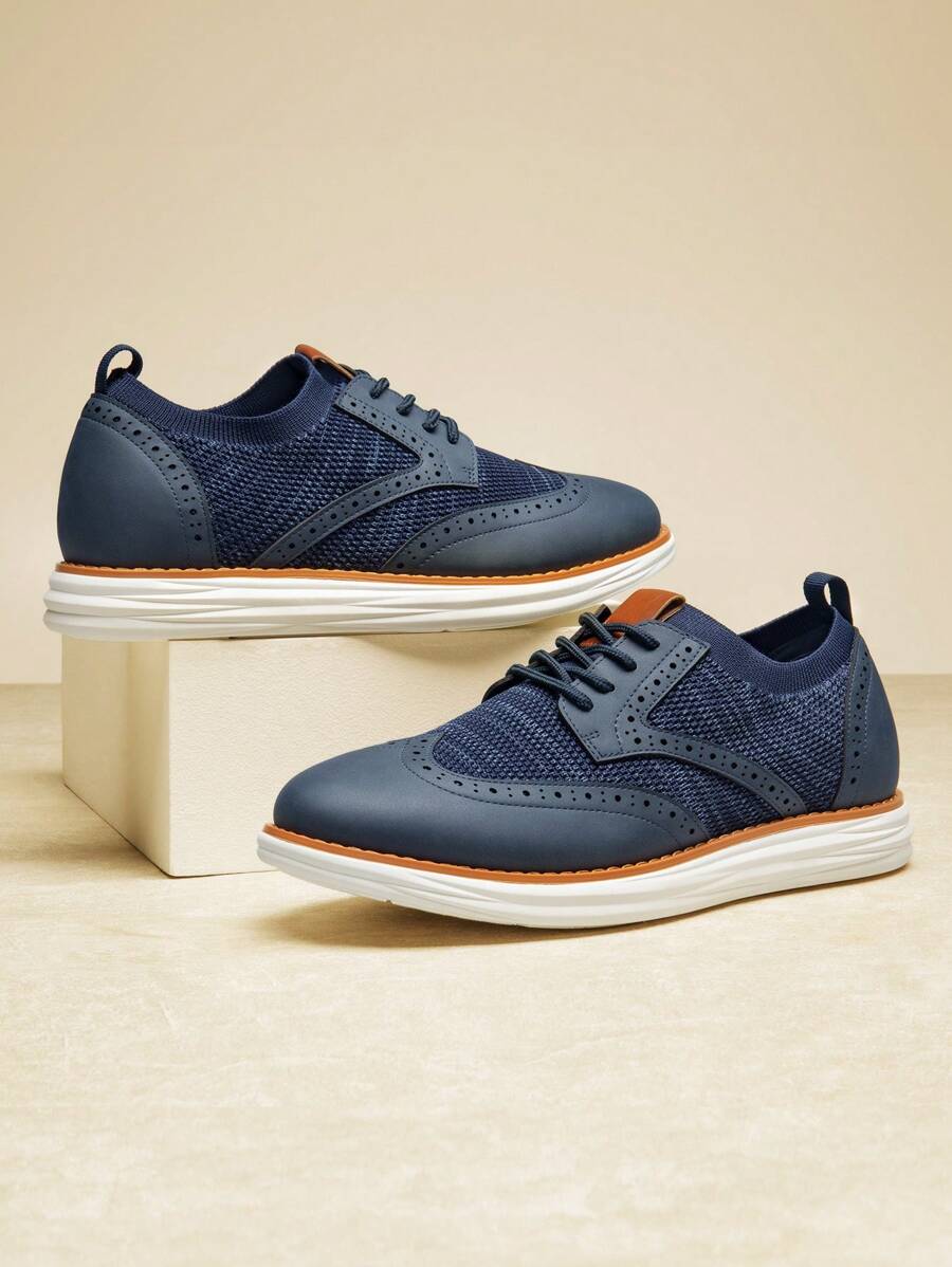 Men's Mesh Lace-Up Oxfords Sneakers Casual Dress Lightweight Walking Shoes 2.0 EVA Midsole MD Outsole - 藍色 - 查看 1