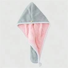 Giường đôi tiêu chuẩn Dày Tóc khô Khăn tắm Hai mặt Sử dụng Tóc khô Mũ lưỡi trai Nhiều màu Mạnh mẽ Hấp thụ Gợn sóng Cạnh Dày Nhanh khô Tắm Mũ - xanh hồng - Xem 1