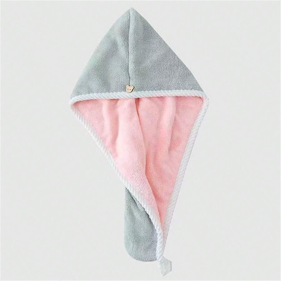 Giường đôi tiêu chuẩn Dày Tóc khô Khăn tắm Hai mặt Sử dụng Tóc khô Mũ lưỡi trai Nhiều màu Mạnh mẽ Hấp thụ Gợn sóng Cạnh Dày Nhanh khô Tắm Mũ - xanh hồng - Xem 1