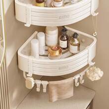 浴室置物架,角落淋浴收納架,無需鑽孔壁掛式 - 白色 - 查看 2