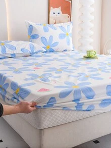 1入組多色活力印花床單，現代鄉村風格的花卉與植物設計，有多種尺寸可選，加厚刷毛面料不褪色不起球，柔軟舒適，適合家庭臥室和戶外使用 - 彩色 - 查看 3