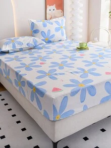 1入組多色活力印花床單，現代鄉村風格的花卉與植物設計，有多種尺寸可選，加厚刷毛面料不褪色不起球，柔軟舒適，適合家庭臥室和戶外使用 - 彩色 - 查看 2