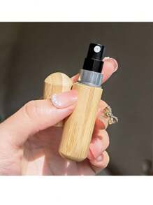 1pc Perfume Bottle Refillable From Bottom, With Bamboo Case And Spray Nozzle, 5ml 8ml Small Empty Bottle - Primary Color - View 7