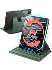 Apple Anti-Scratch IPad Case Compatible With Built-In Pencil Holder, 360 Degree Rotating Folio Stand Cover, Premium Shockproof Auto Wake/Sleep And Flexible Viewing Angles - Dark Green