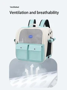 1pc Transparent Pet Carrier Backpack With Large Capacity For Cats, Dual Shoulder Straps - White - View 2