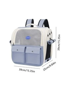 1pc Transparent Pet Carrier Backpack With Large Capacity For Cats, Dual Shoulder Straps - White - View 8