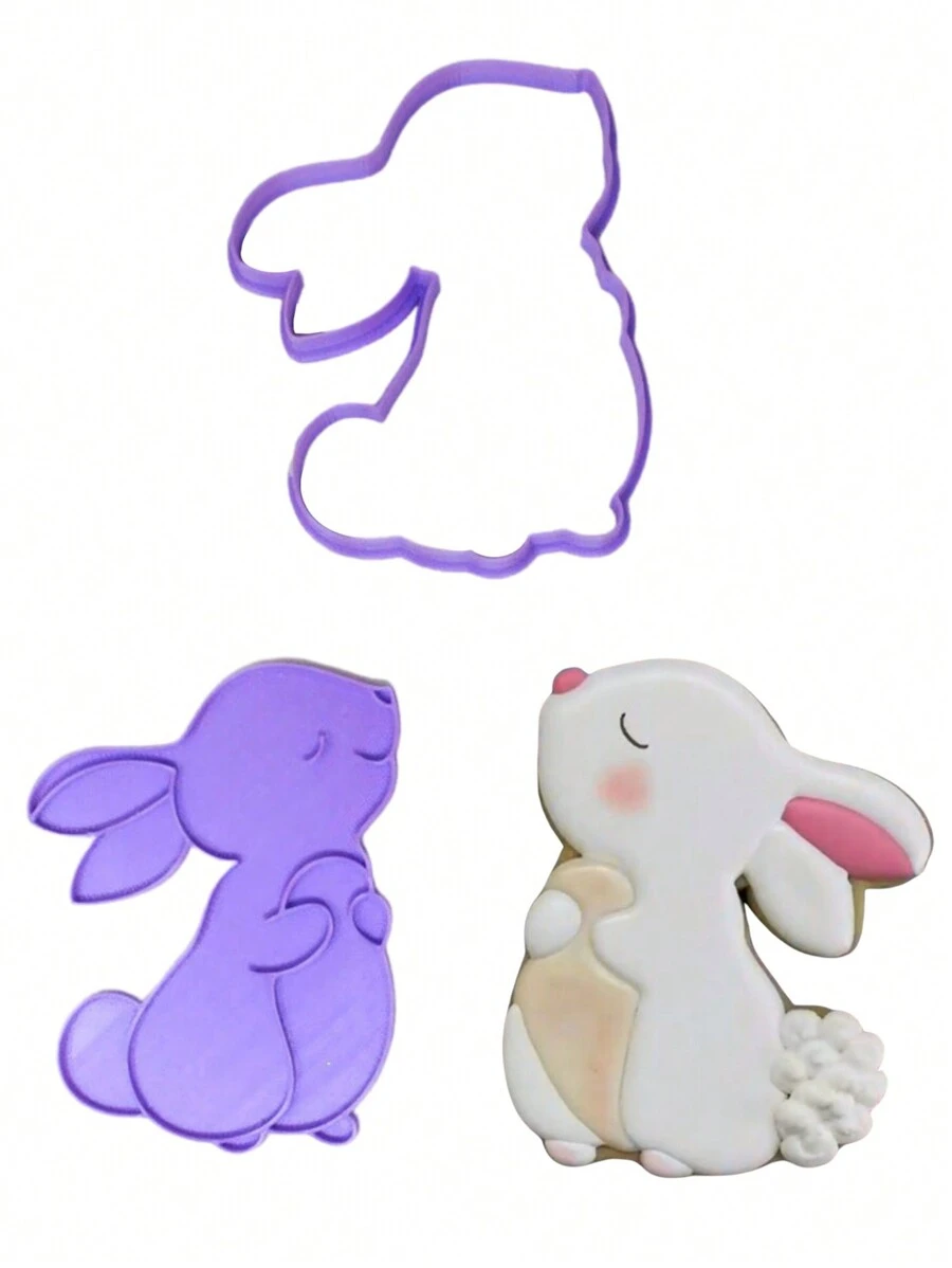 AG MANUALIDADES Bunny Rabbit Cookie Cutter Easter Template - Purple - View 1