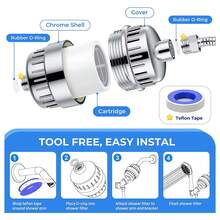 1pc Shower Filter, 20 Stage Shower Head Filter For Hard Water, Shower Water Filter With 1 Cartridge For Removing Chlorine Fluoride, Polished Chrome, Bathroom Accessories - Shower Filter(20 Stage) - View 4
