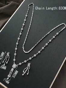 1套白色立方氧化鋯項鍊和耳環套裝