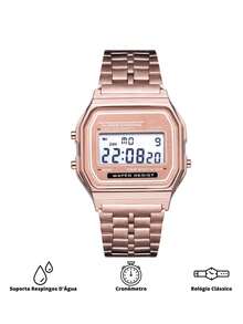 MINI Wr Silver Rose Gold Lead Digital Led Vintage Retro Clock - Hoa hồng vàng - Xem 2