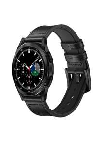 1 件复古风格黑色皮革 + 硅胶混合表带，柔软防汗，20 毫米/22 毫米兼容 Galaxy Watch 7/6/5/4/3 Pro 40 毫米/42 毫米/44 毫米/46 毫米、Active 2、Watch GT/GT2 Pro/GT3/GT4 替换表带