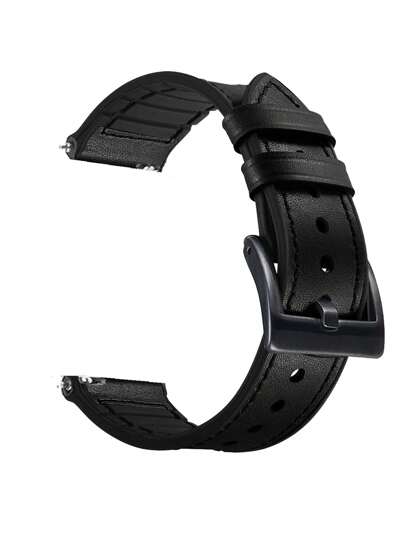 1 curea de ceas hibridă din piele neagră și silicon, stil retro, moale și rezistentă la transpirație, 20 mm/22 mm, compatibilă cu Galaxy Watch 7/6/5/4/3 Pro 40 mm/42 mm/44 mm/46 mm, Active 2, curea de schimb Watch GT/GT2 Pro/GT3/GT4