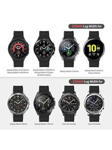 1 件复古风格黑色皮革 + 硅胶混合表带，柔软防汗，20 毫米/22 毫米兼容 Galaxy Watch 7/6/5/4/3 Pro 40 毫米/42 毫米/44 毫米/46 毫米、Active 2、Watch GT/GT2 Pro/GT3/GT4 替换表带