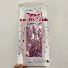 1入組金屬亮絲流蘇窗簾適用於生日,新年,婚禮,牆&背景裝飾用品派對用品 - 紫丁香色 - 查看 4