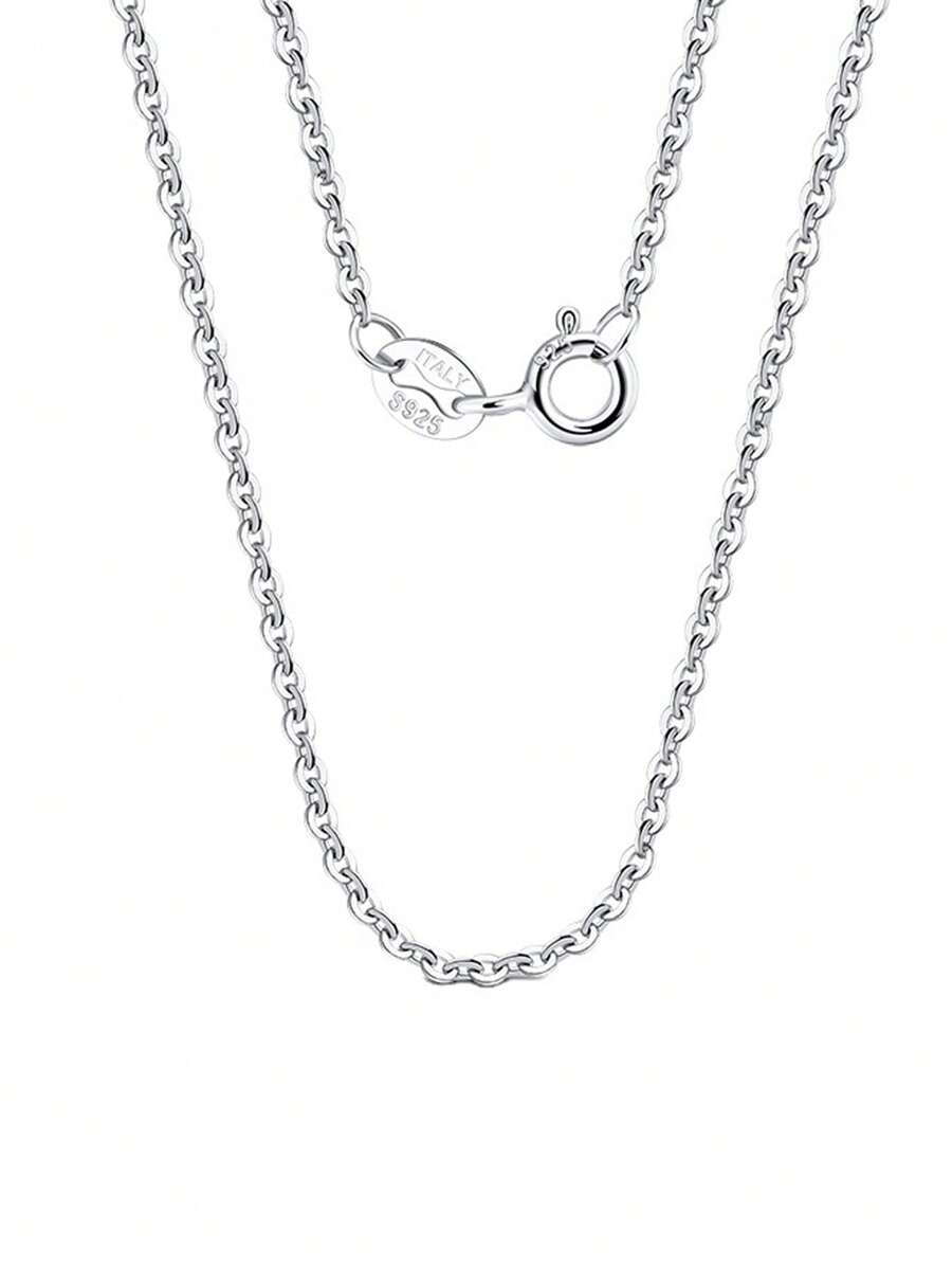 FOREVER QUEEN S925 sterling silver necklace 30 flash O plain chain 1.6mm simple chain naked chain - Silver - View 1