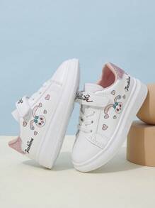 1雙兒童卡通兔pu皮女孩休閒時尚運動鞋,春夏 - 粉色 - 查看 4