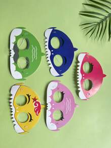 14 piezas de accesorios de fiesta, máscaras con patrón de tiburón de dibujos animados, adecuadas para varios tipos de fiestas temáticas - Multicolor - Ver 4